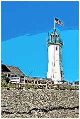 Unique Shape of Scituate Lighthouse Tower- Digital Painting